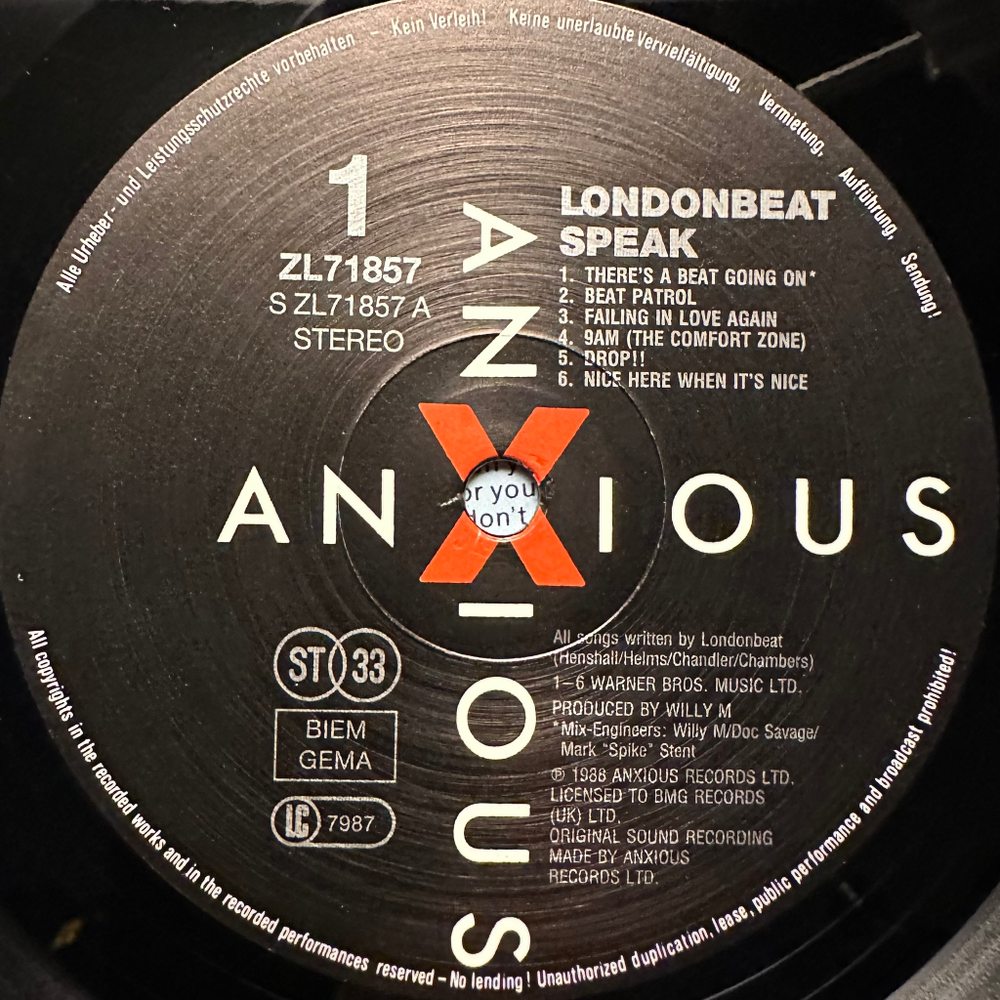 Londonbeat ‎– Speak (Германия 1988г.)
