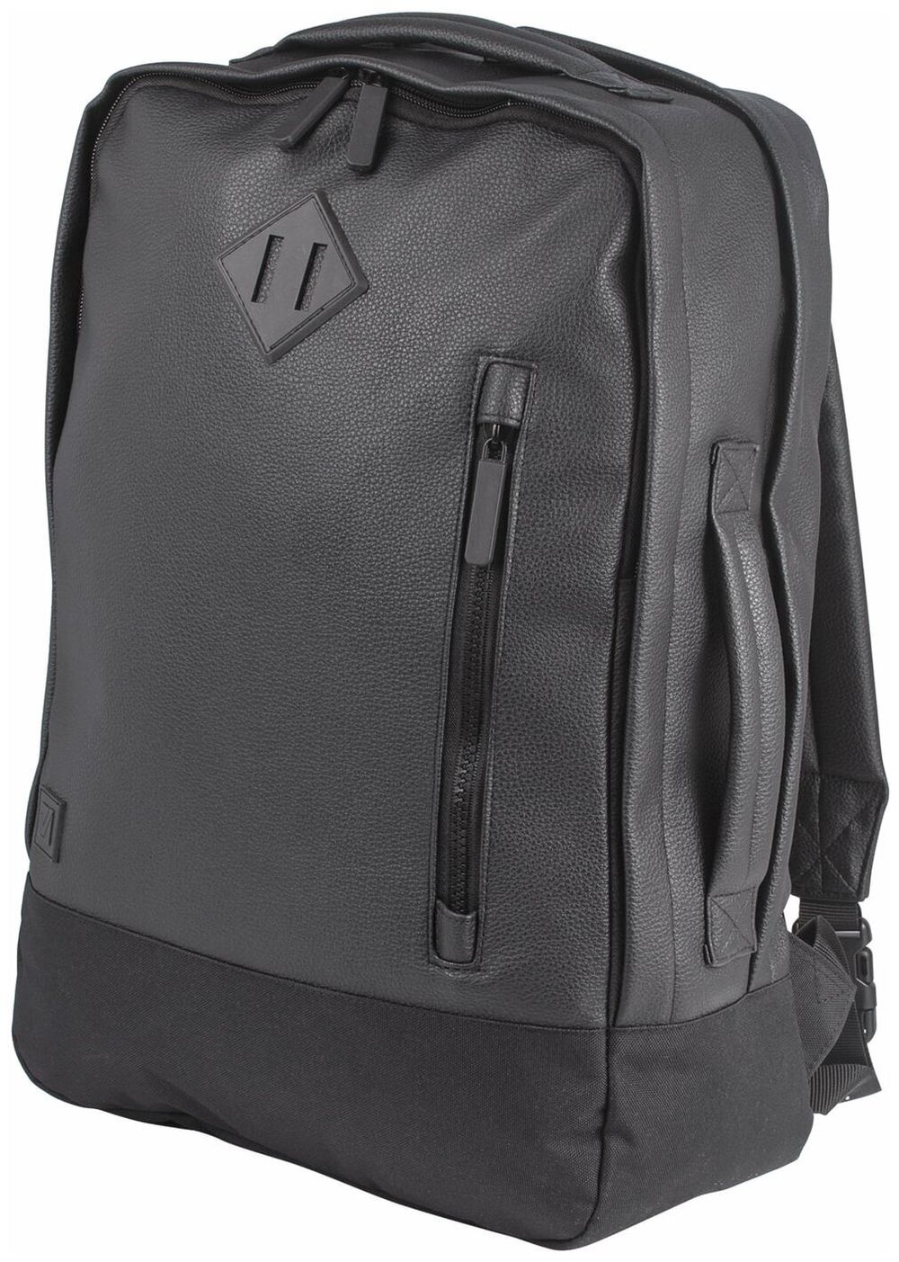 Рюкзак BRAUBERG молодежный с отделением для ноутбука, "Квадро", искуственная кожа, черный, 44х29х13 см, 227088
