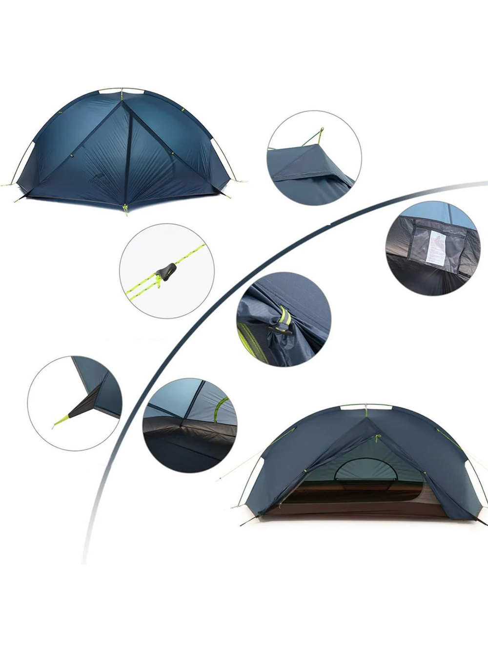 Палатка туристическая Naturehike Tagar NH17T180-J двухместная, синяя, 6927595716182