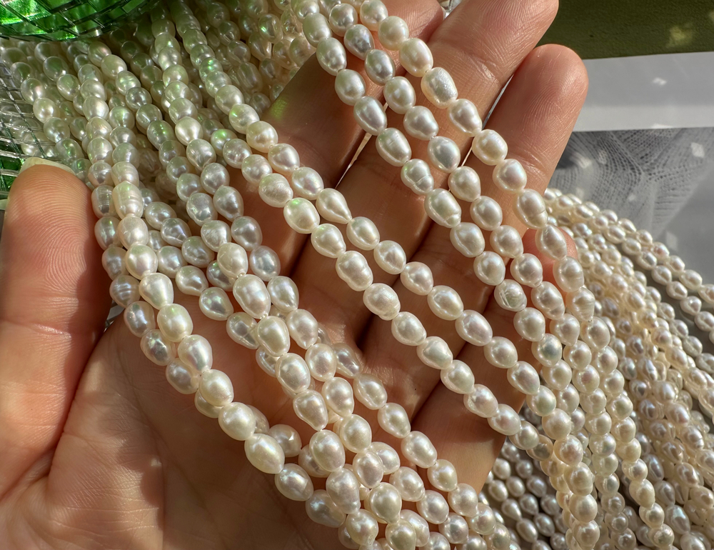 Жемчуг натуральный, рис, 4,5-4,8мм, 4А