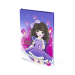 Блокнот в футляре, 14,5 см * 20,5 см, 7БЦ, Alingar, ламинация, замочек, вн.блок с дизайном, в точку, 45 л., "Модница-малышка", сиреневый