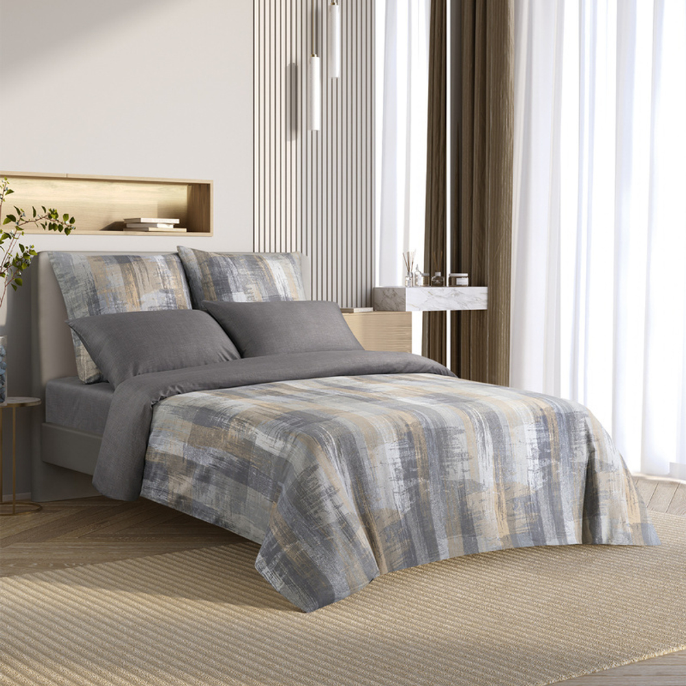 Комплект постельного белья Harmonica 2 сп с простыней на рез. 160х200 САТИН "Линдор" (2 нав. 70х70 и 2 нав. 50х70)