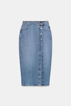 ZARA ДЖИНСОВАЯ ЮБКА ВНАХЛЕСТ Z1975, ВЫЦВЕТШИЙ СИНИЙ