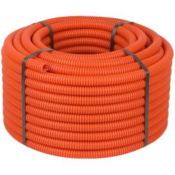 Труба гофрированная ПНД ЭРА GOFR-25-50-HD-OR-T тяжелая оранжевая безгалогенная (HF) d 25мм с зондом 50м | Трубы гофрированные ПНД