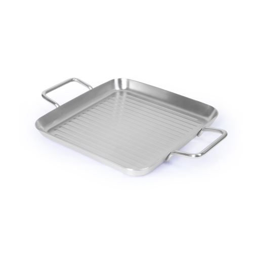 СКОВОРОДА-ГРИЛЬ квадратная 240х240 нерж. с двумя ручками,ИНДУКЦИЯ, LUXSTAHL