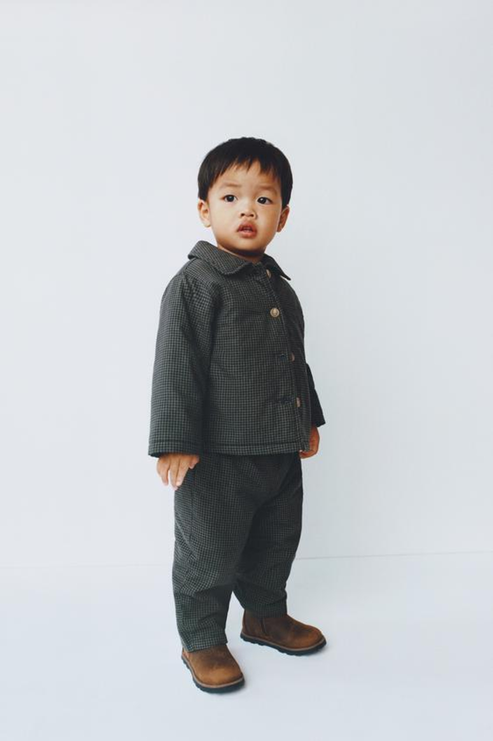 ZARA СТЕГАНАЯ КУРТКА В КЛЕТКУ ВИШИ, ЧЕРНЫЙ/ЗЕЛЕНЫЙ