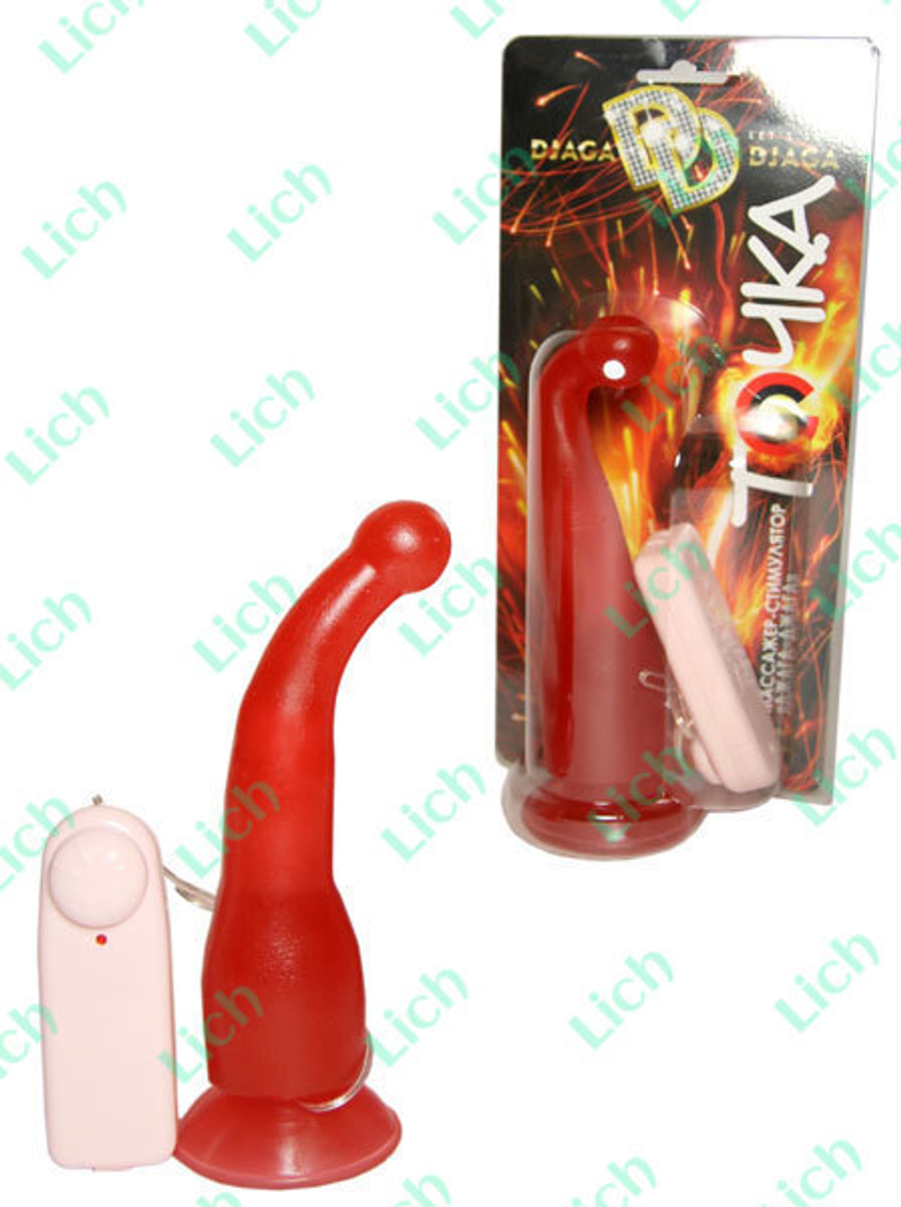 Вибромассажер-стимулятор точки G на присоске красного цвета