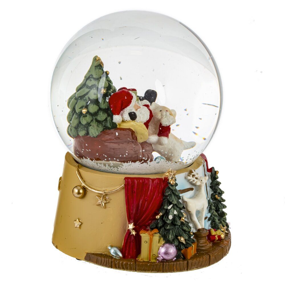 GAEM Фигурка декоративная "Дед Мороз" в стекл шаре (муз), D 10 см, L10 W10 H14 см