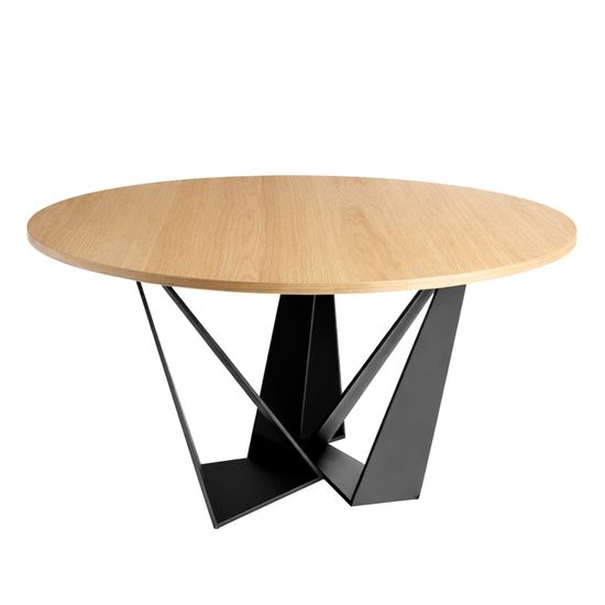 Круглый обеденный стол 1046-Ø150 из дуба и черной стали