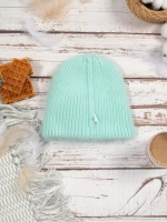 шапка вязаная бини ангора теплая демисезонная с отворотом