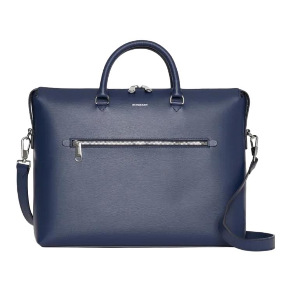 Burberry Leather One Shoulder Crossbody Handheld Briefcase Large Men"s Marine Blue