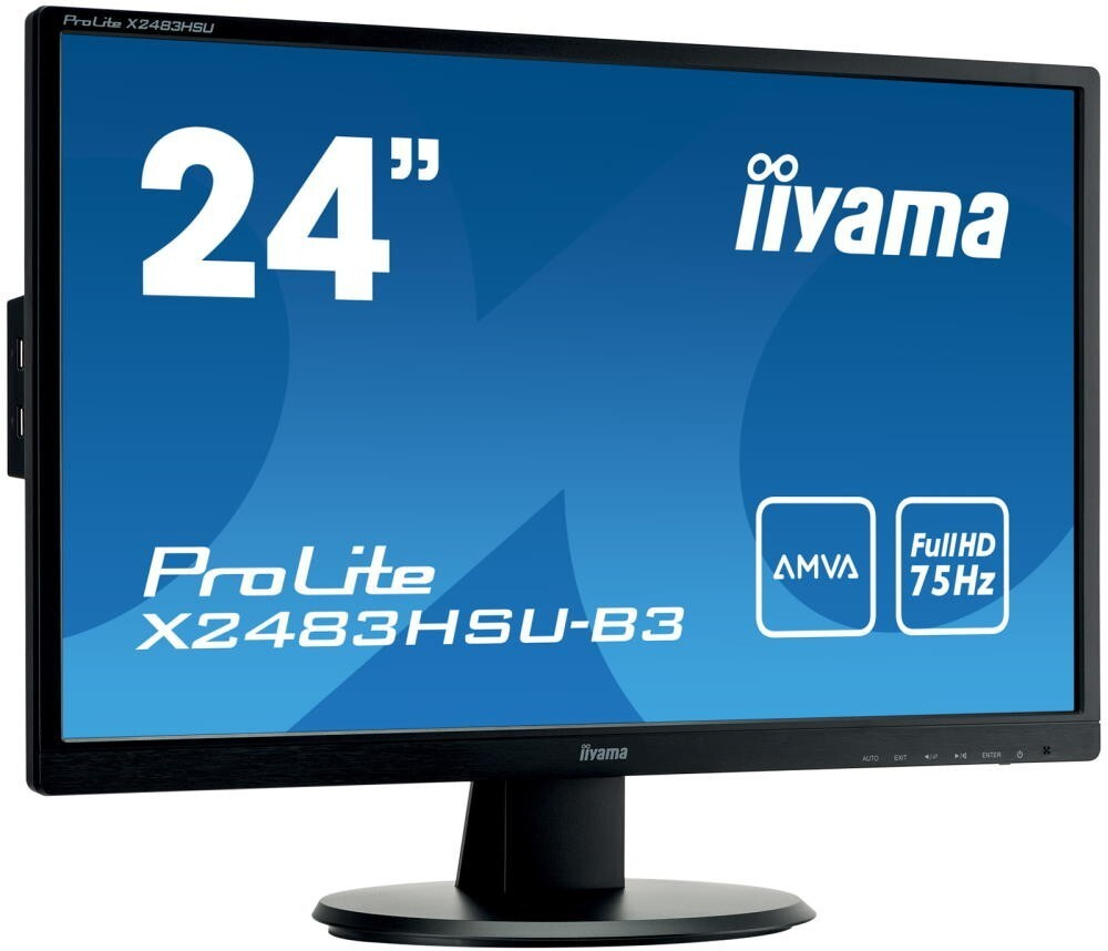 Монитор Iiyama 24;; ProLite X2483HSU-B3 1920x1080 A-MVA WLED 75Гц 4ms VGA HDMI DisplayPort