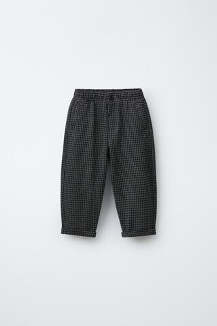 ZARA КОСТЮМНЫЕ БРЮКИ В КЛЕТКУ, СЕРЫЙ