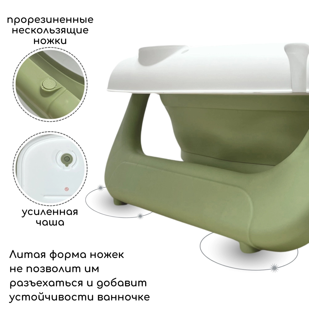 Ванна детская Bubago Felice со сливом, термометром, матрасиком зеленый