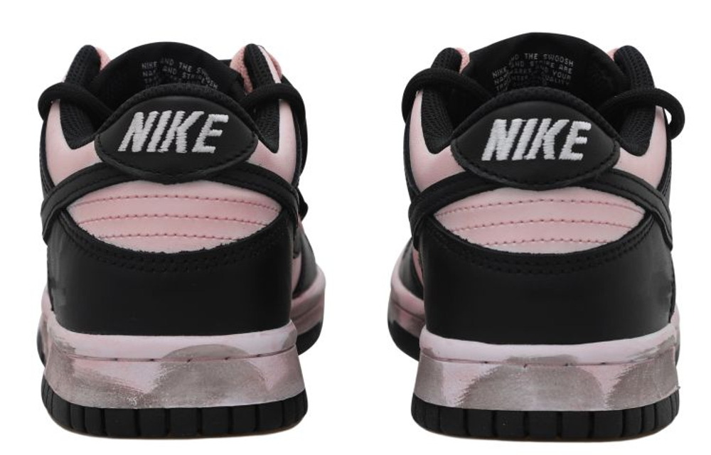 Nike Dunk Leather Slip Resistant Abrasion Resistant Low top Skateboard Shoes GS Black Pink