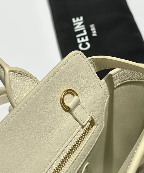 Сумки CELINE TEEN CONTI из натуральной телячьей кожи кремовый