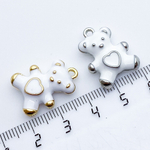 Подвеска Мишка, цвет серебро+белый, размер 22*15мм, цена за 1 шт