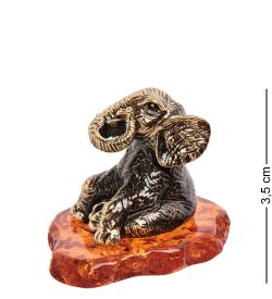 Народные промыслы AM-3258 Фигурка «Слон Мудрость» (латунь, янтарь)