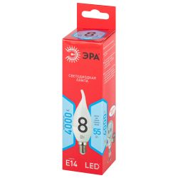 Лампочка светодиодная ЭРА RED LINE LED BXS-8W-840-E14 R E14 / E14 8 Вт свеча на ветру нейтральный белый свет | Лампы cветодиодные Свеча (B/C)