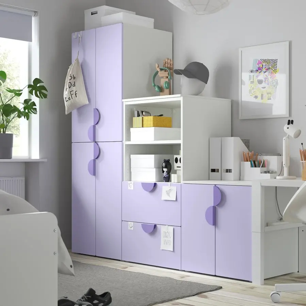 Гардероб - IKEA SMÅSTAD/SMASTAD/СМОСТАД ИКЕА,  181х180 см, белый/фиолетовый