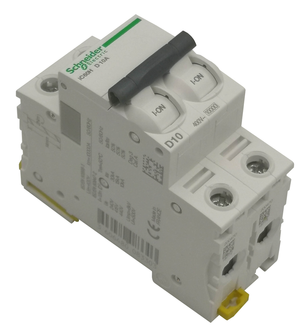 Автоматический выключатель Schneider Electric iC60H 2Р D 10A 10кА A9F85210 серия ACTI 9 ток расцепления D 10 ампер 2 полюса 10 килоампер