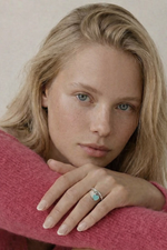 Кольцо с подвеской "Сердце" бирюза