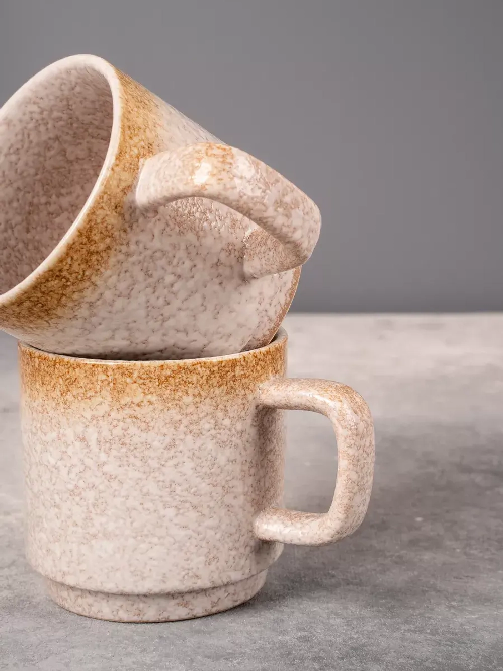 Набор 2 кружки охра золото с белым чашки фарфор 275 мл