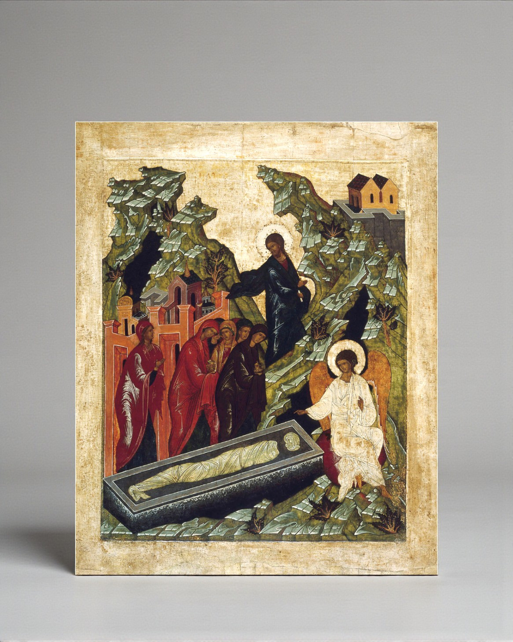 Жены Мироносицы у Гроба Господня деревянная икона на левкасе