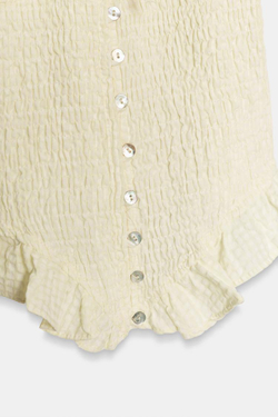 ZARA ТОП ИЗ РЕЛЬЕФНОЙ ТКАНИ С БАНТОМ, ЦВЕТ СЛИВОЧНОГО МАСЛА