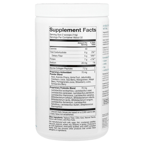 Solumeve, смесь для приготовления напитка с коллагеном, пробиотиками и суперфруктами, со вкусом цитрусовых, 454 г (16 унций)