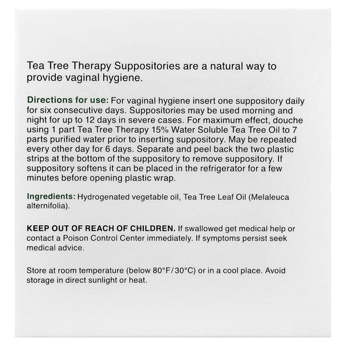 Tea Tree Therapy, cвечи с маслом чайного дерева для гигиены влагалища, 6 свечей