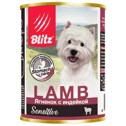 Blitz Sensitive консервы для собак с ягненком и индейкой в паштете (банка) (Lamb)