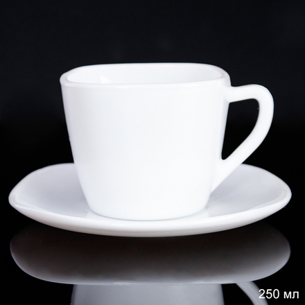 Чайная пара 250 мл белый квадратная форма / FXB220/FBD220-6A (WHITE ) /уп.8/ картон