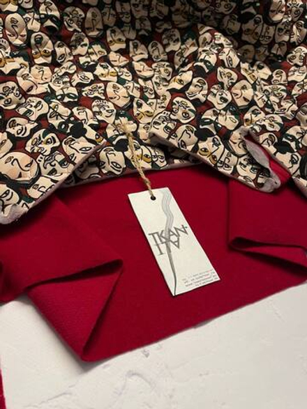 Пальтовая однотонная ворсовая смесовая шерсть с полиамидом (Alta Moda, Красный гранат, 150, 520 гр/м2, 80%шерсть/9%кашемир/11%полиамид)