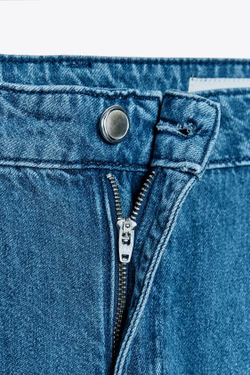 ZARA ДЖИНСЫ Z1975 WIDE-LEG СО СРЕДНЕЙ ПОСАДКОЙ И ЗАЩИПАМИ, ВЫЦВЕТШИЙ СИНИЙ