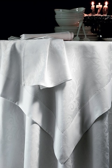 Скатерть OMBELLE blanc белый диам 175, 100% хлопок жаккард Blanc des Vosges