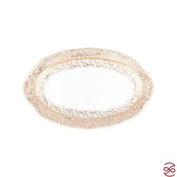 Блюдо овальное Queen's Crown ARISTOKRAT Лист Бежевый 25 см