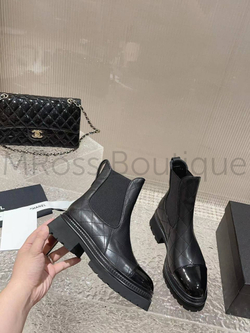 Женские черные стеганные ботинки челси Chanel премиум класса