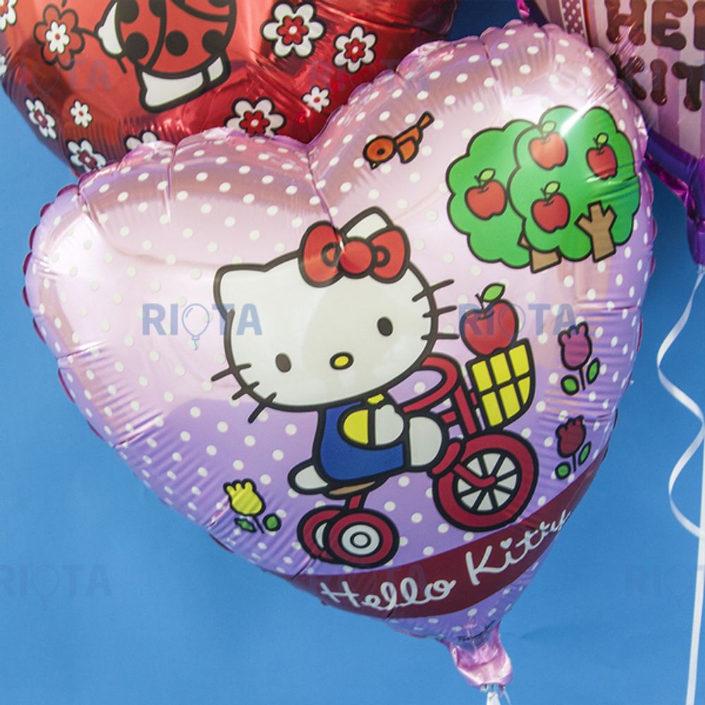 F Шар 18" Hello Kitty на велосипеде сердце (БГ-15)