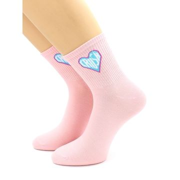 Носки с надписью в сердце "CRUSH" розовые Hobby Line