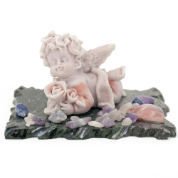 Сувенир "Ангелочек с розой" из мрамолита R116281