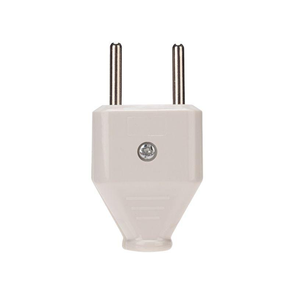 Вилка прямая 6А плоская без заземл. бел. Rexant 11-8946