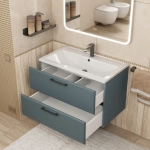 Тумба с раковиной для ванной Uperwood Foster New 80 см, подвесная, серый графит