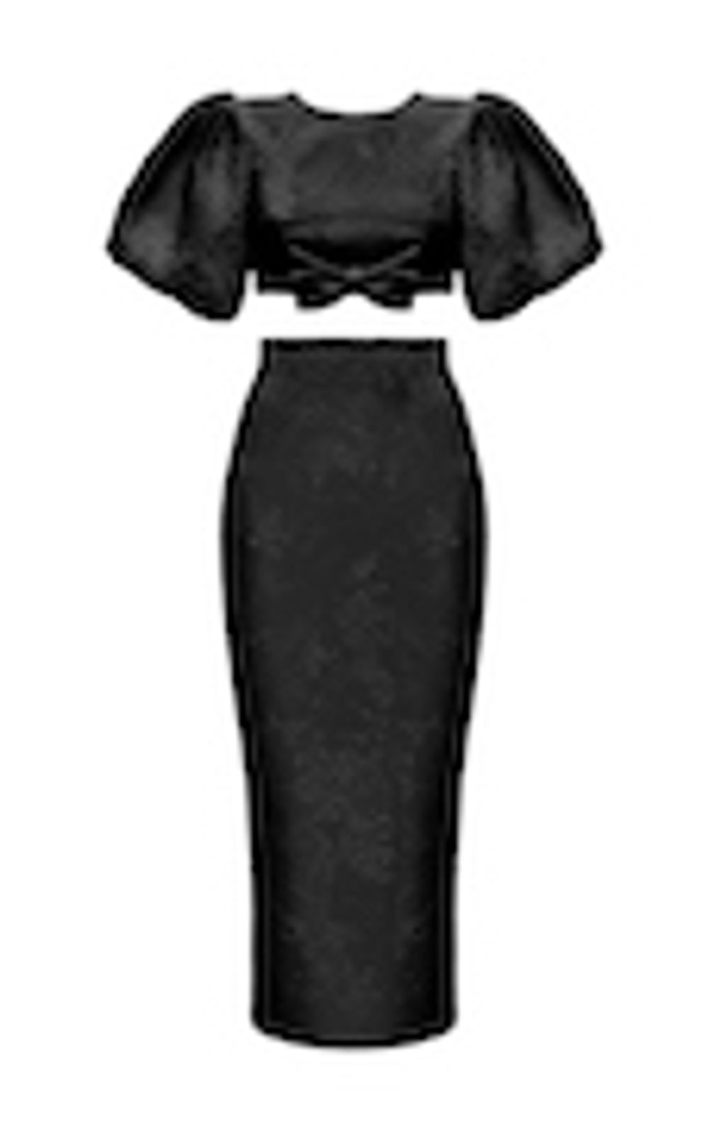 Блуза-топ с бантом и объемными рукавами из жаккарда