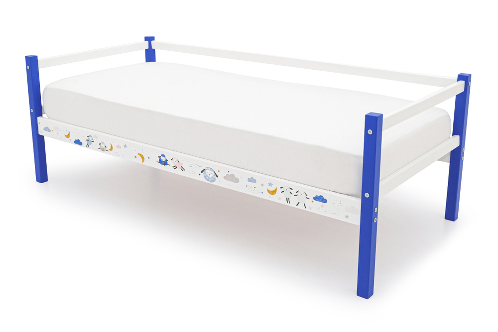 Детская кровать тахта Бельмарко Svogen сине-белый барашки
