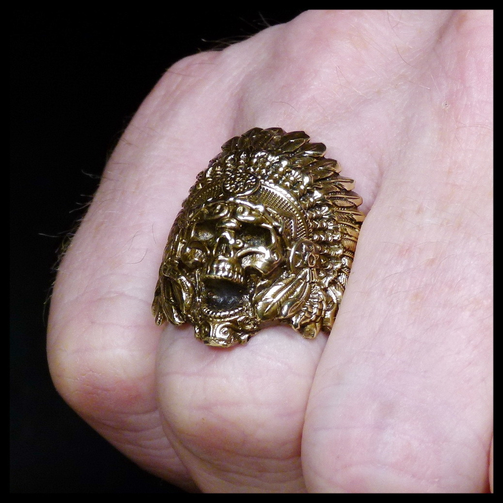 Кольцо мужское "Вождь" латунь , печатка для мужчин