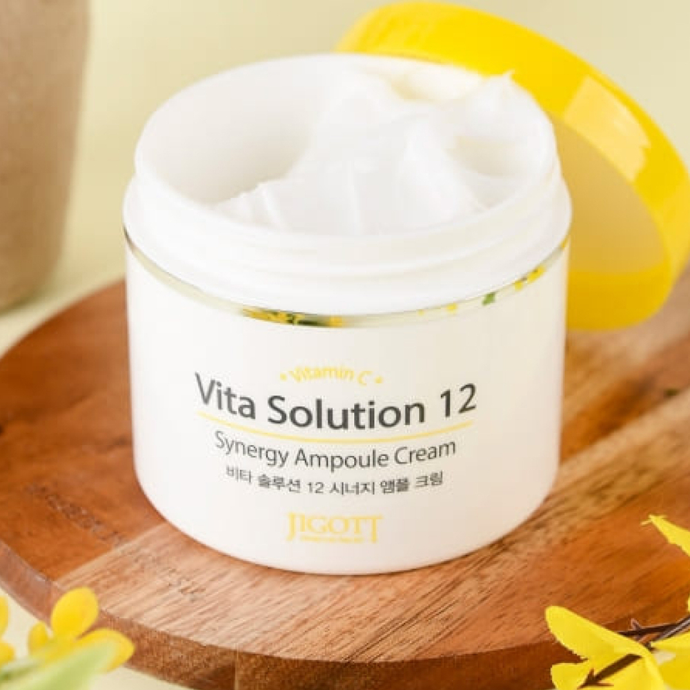 Jigott Ампульный крем для отбеливания и разглаживания морщин / Vita Solution 12 Synergy Ampoule Cream, 100 мл