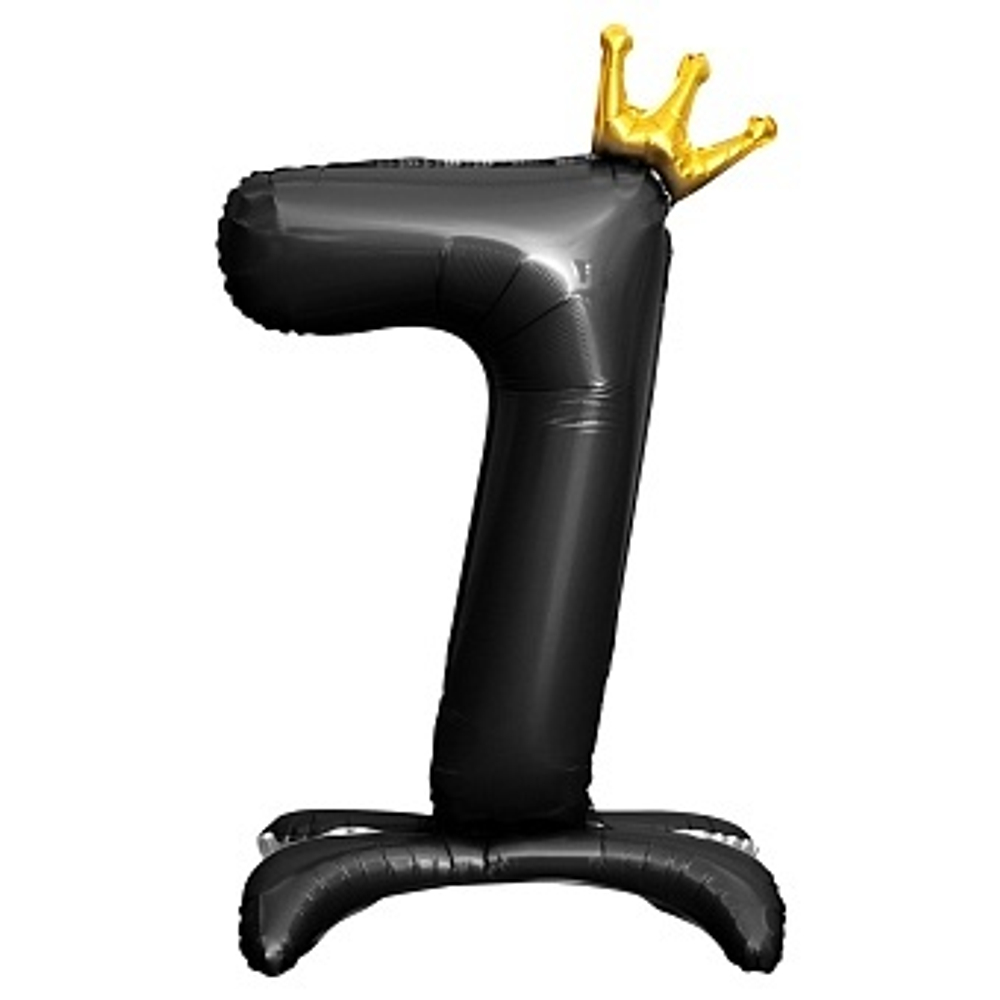 К Цифра 7 Золотая корона на подставке Черный 32''/81 см.