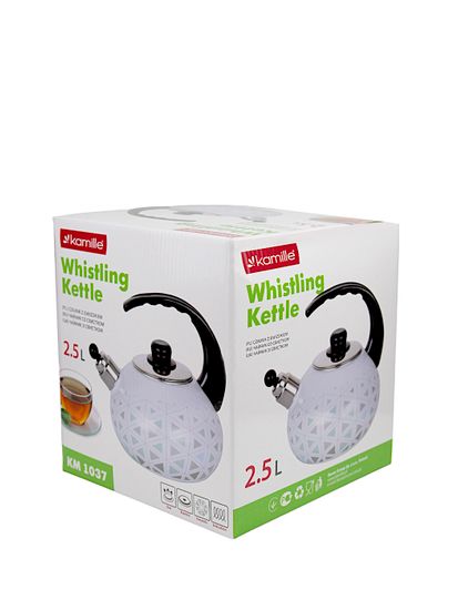 Чайник 2,5 л. эмалированный со свистком Kamille KM 1037 с черной бакелитовой ручкой