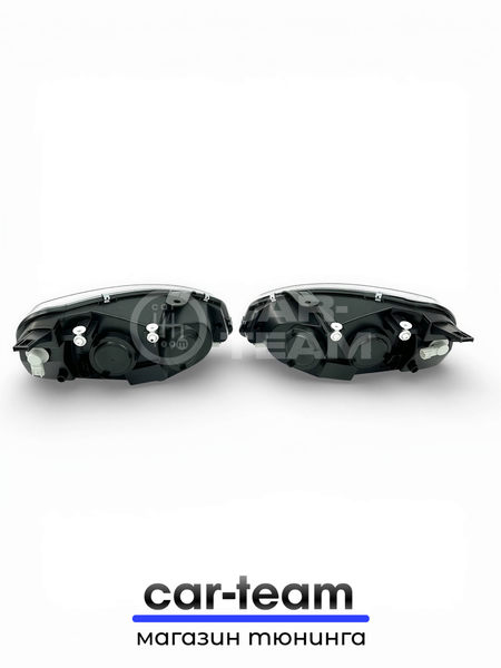 Фары на Лада Калина 1 передние с Bi LED модулями 2.5 дюйма, хром маска (под ключ)